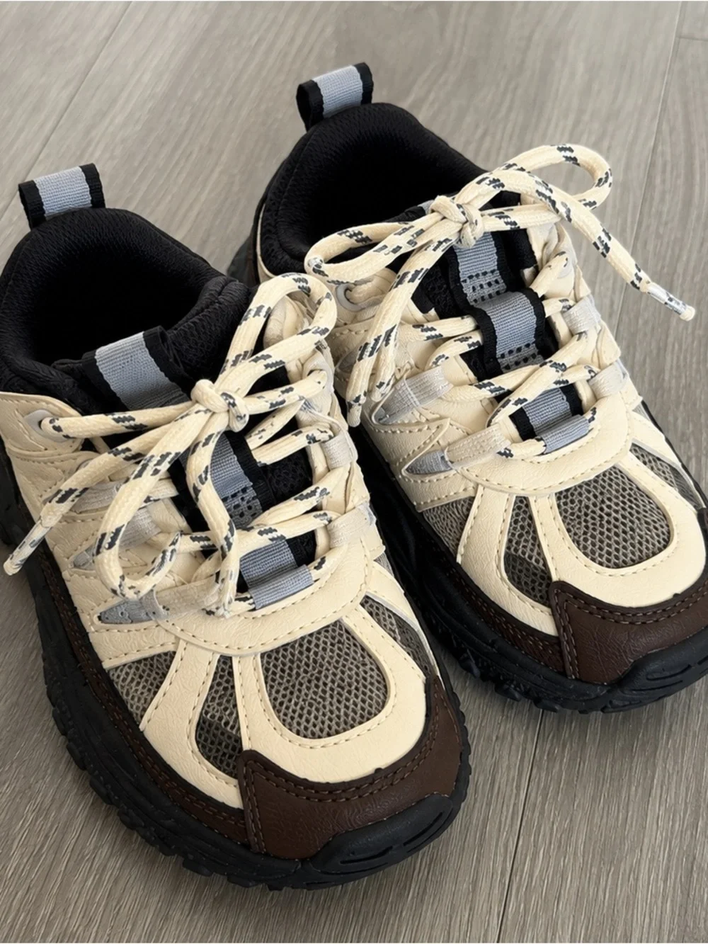 Zara Cream, Brown & Black Toddler Athletic Sneakers